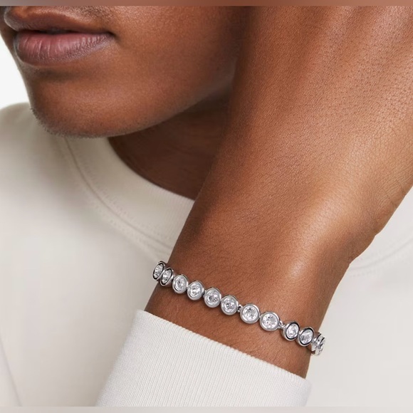 Swarovski Silver Crystal Tennis Bracelet | Rhodium Plated | Swan Signed | New - Picture 3 of 6